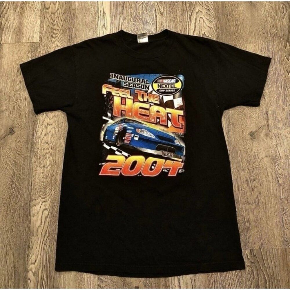 VTG NASCAR Feel the Heat 2004 Tour Shirt Checkered Flag Series Shirt Adult Small